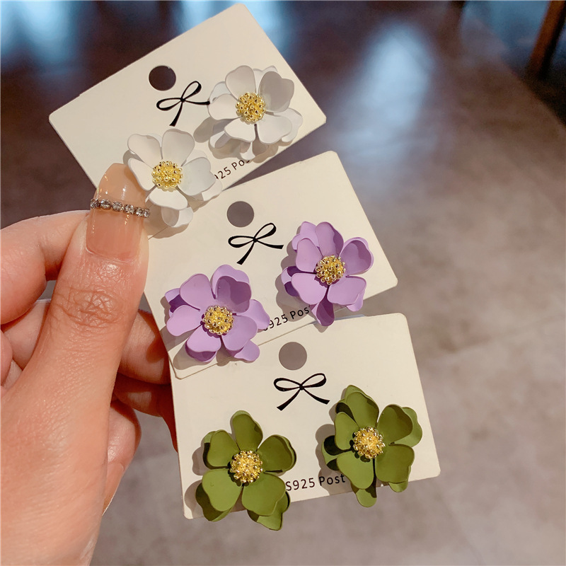 10g Weight Ear Studs Classification 1 Pair Pastoral Flower Stoving Varnish Alloy Ear Studs