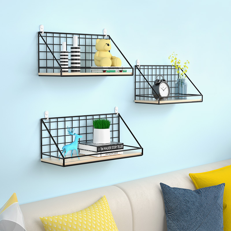 Estante de pared libre de perforación estante de pared de cabecera de cama dormitorio estante de pared colgante de pared cesto colgante de pared dormitorio artefacto de pared estante de almacenamiento de pared