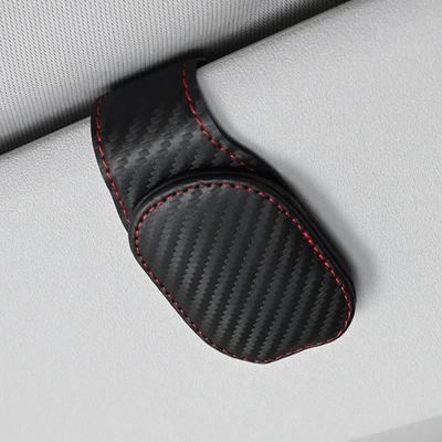 Car sun visor glasses clip multifunctional card holder storage car sunglasses storage car creative bill holder (Car Glasses Clip/Bill Clip) - carbon-fiber-black-and-red