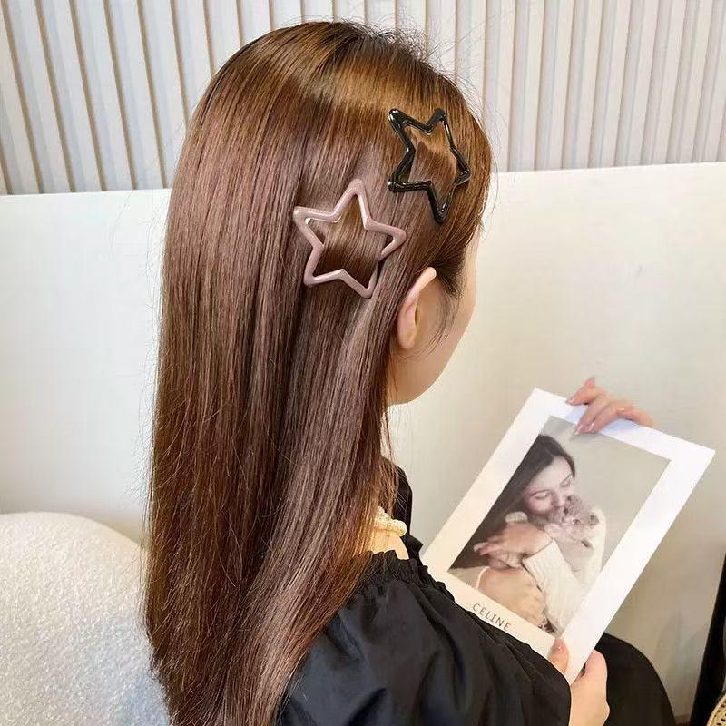 6CM Large Dopamine Candy Color Star Hair Clip Girls Side Bangs Hairpin BB Clip Teen Cute Clip