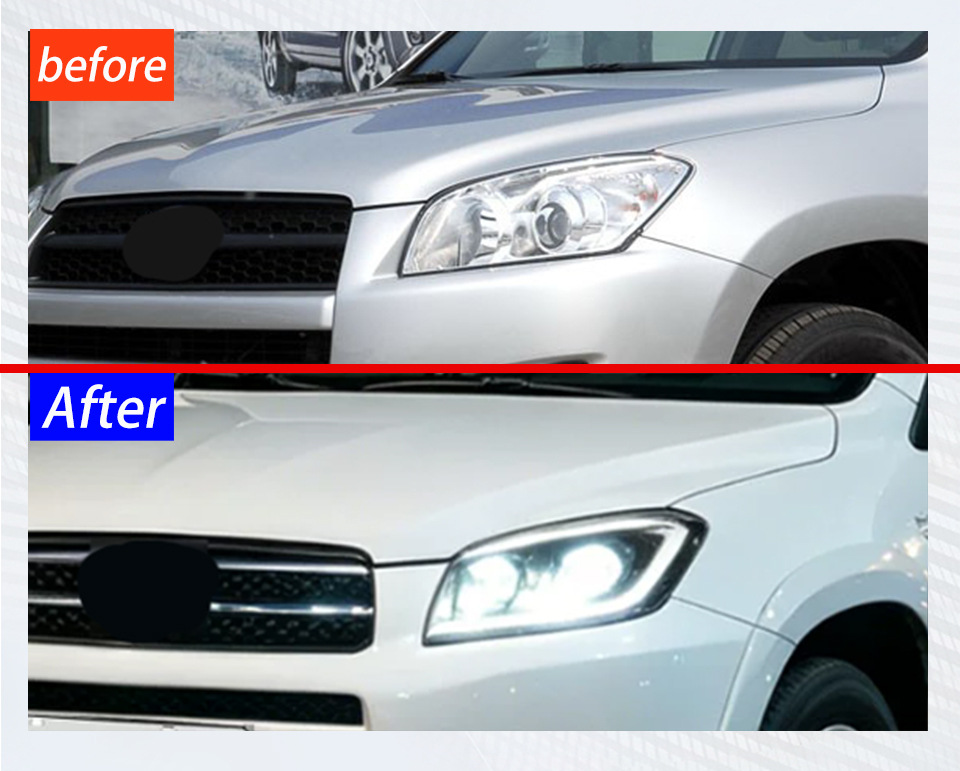 Compatible with Toyota RAV4 headlight assembly 09-12 models, Rongfang LED modified lights, dual lens car daytime running lights and turn signals