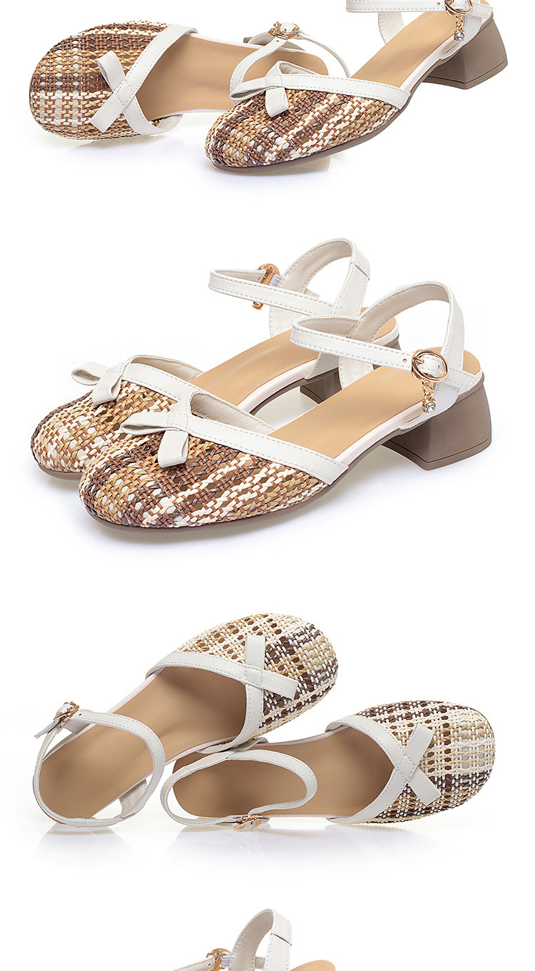 Sandal nữ bít mũi quai ngang gót vuông ổn định, kiểu bọc gót, form rộng — 0601 Nâu【Kiểu bọc gót】 chi tiết 17