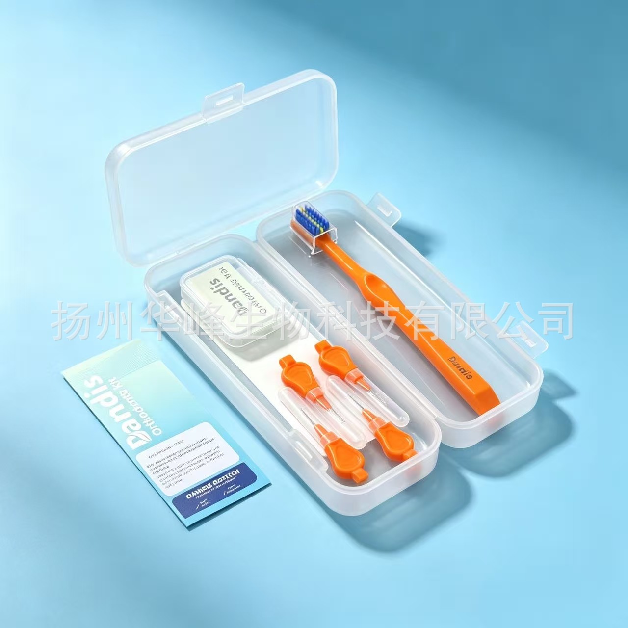 Orthodontic cleaning kit, protective wax, toothbrush, floss, 6-piece
