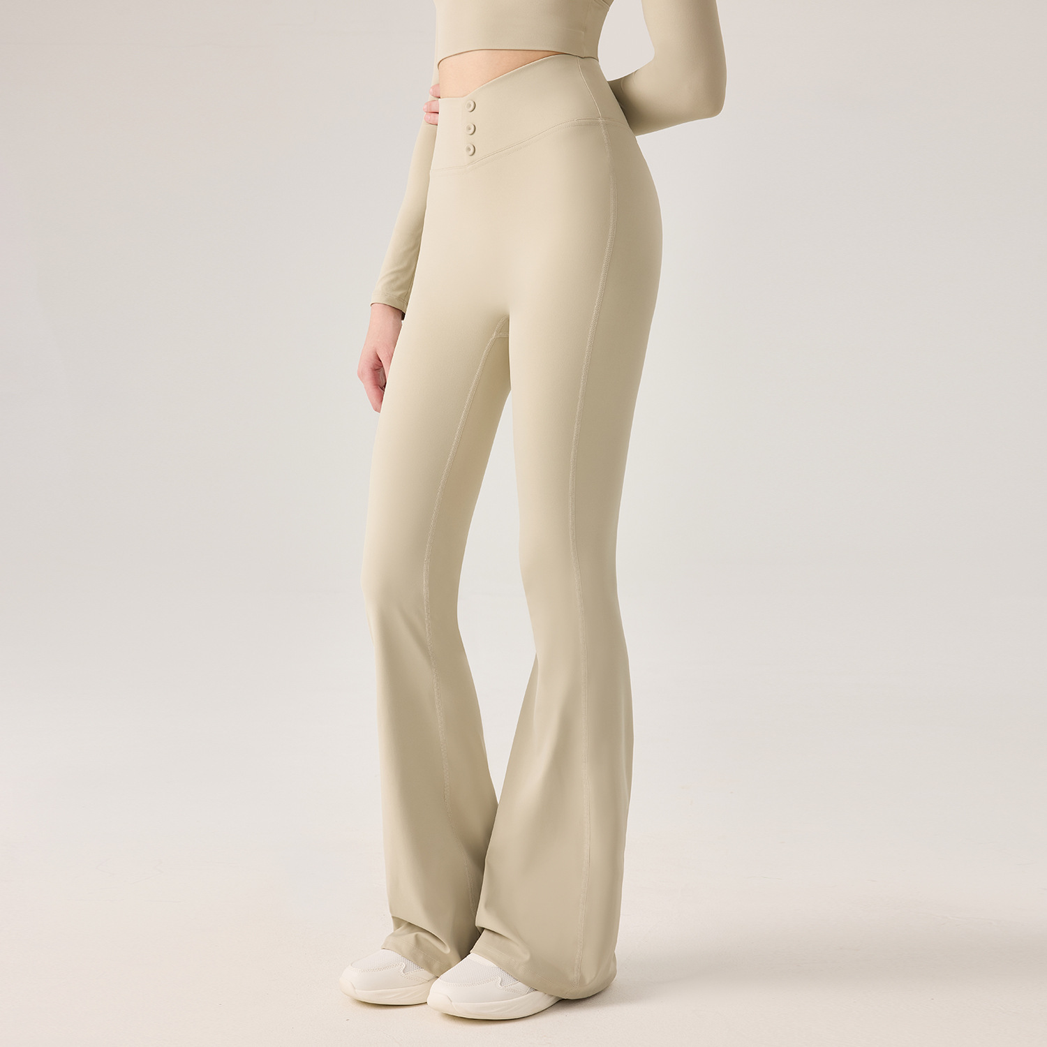 Yoga desnudo, cintura alta, caderas, deportes casuales, pantalones de acondicionamiento físico transfronterizos, pantalones de caderas elásticos, pantalones de piernas anchas image 12