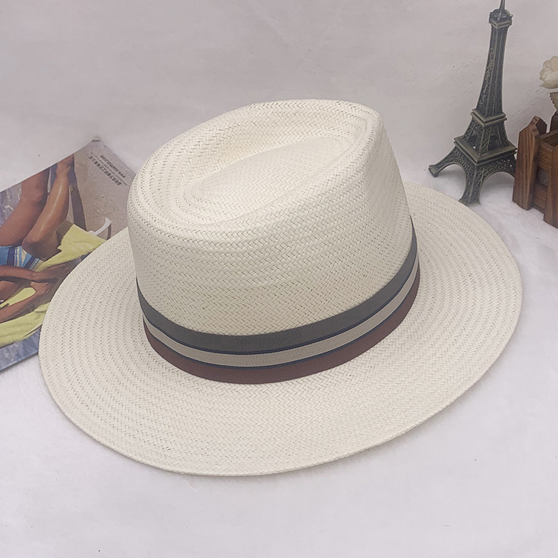 Thin straw top hat female tide Korean version all travel visor flat brim Panama straw hat_voghion.com