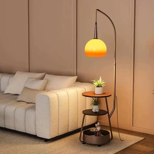Middle Ancient Living Room Floor Lamp Retro Sofa Side Several Storage Ornaments Integrated Coffee Table Fishing Lamp Glass Pomelo Lamp