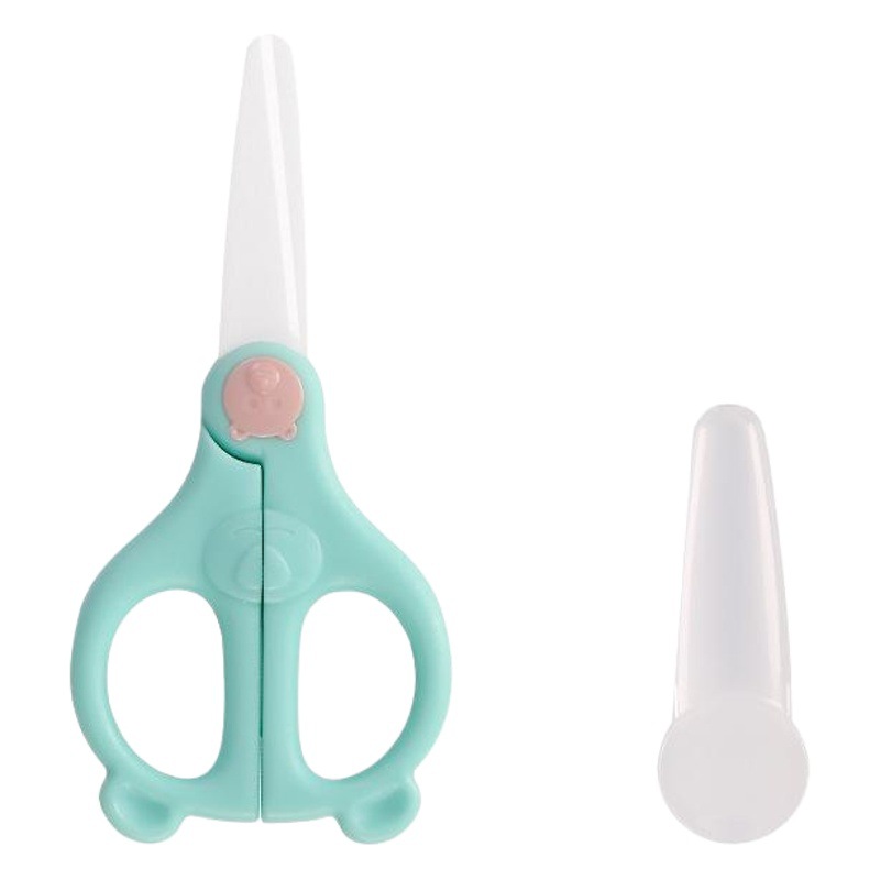 Ceramic bear food supplement storage box baby baby food scissors stainless steel scissors outdoor portable vegetable scissors meat