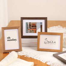 原木色小相框摆台正方形实木照片画框装裱挂墙六6寸 7 10相片框架
