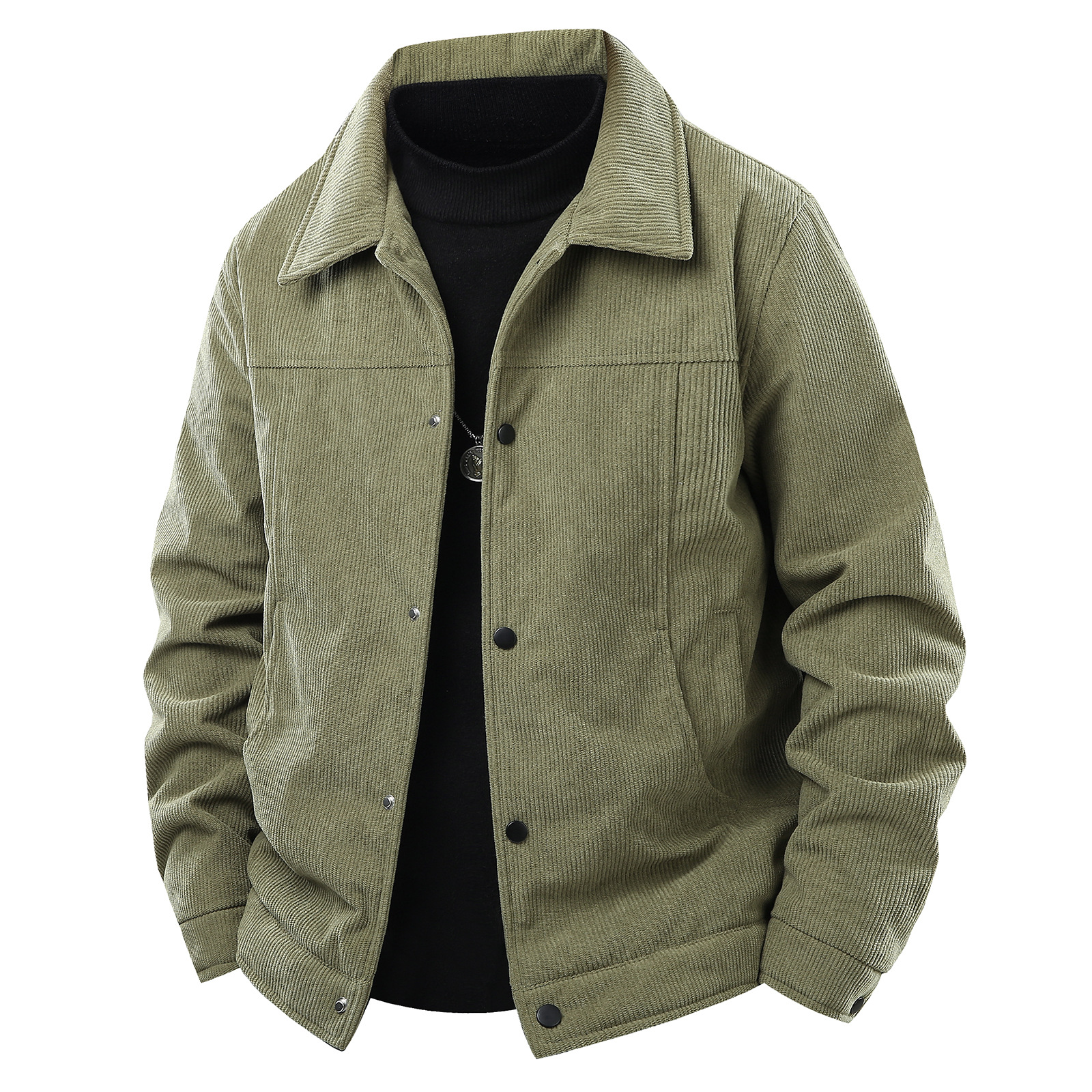 ​​Men's Corduroy Lapel Jacket – Lightweight Spring/Autumn Coat (Off-White/Black/Khaki/Army Green, M-5XL)​​_voghion.com