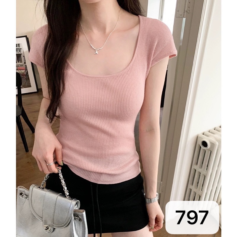 Korean Knitted Woolen Sweater Vest for Women in Spring and Summer, Slim Fit T-Shirt, Thin Pullover Bottoming Top