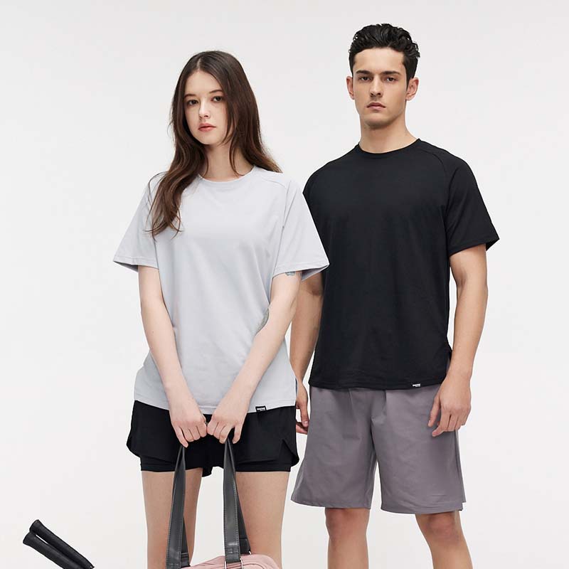 Ropa de verano para hombres y mujeres de deportes al aire libre de secado rápido camiseta suelta más tamaño cuello redondo corriendo manga corta ropa de grupo impresión LOGOU