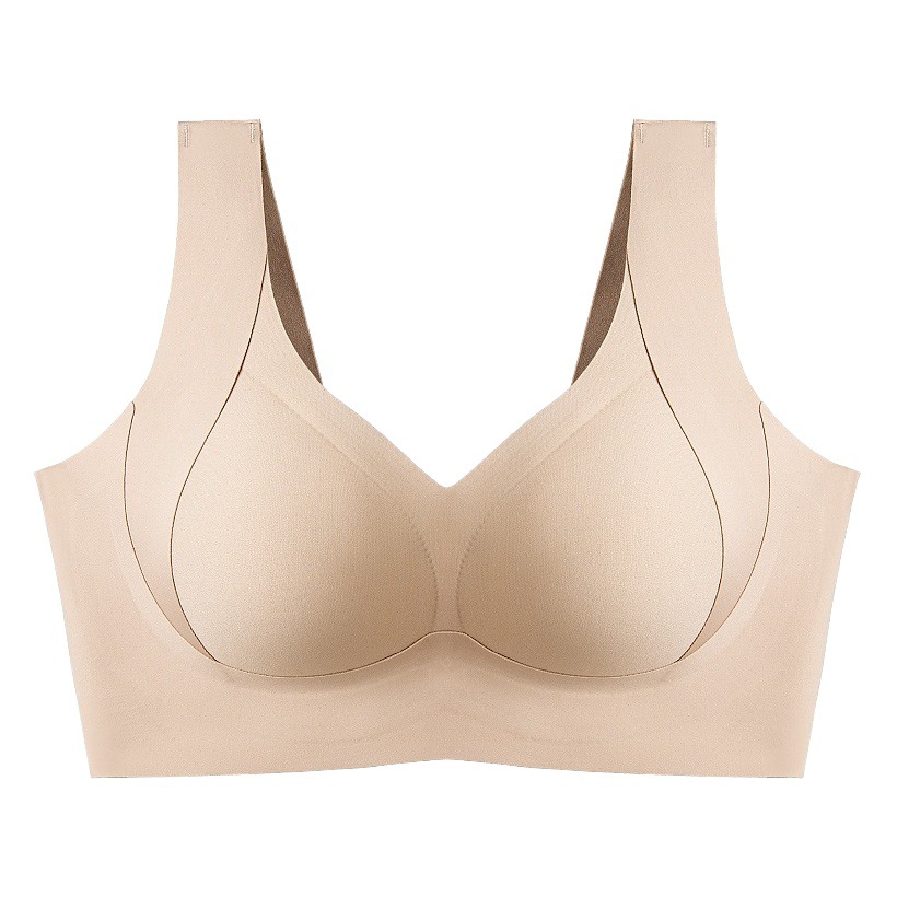 Lencería de talla grande estilo europeo y americano para mujeres con busto grande, efecto minimizador, estilo delgado, sin aros, sin costuras, sensación de desnudo, sujetador con soporte lateral.