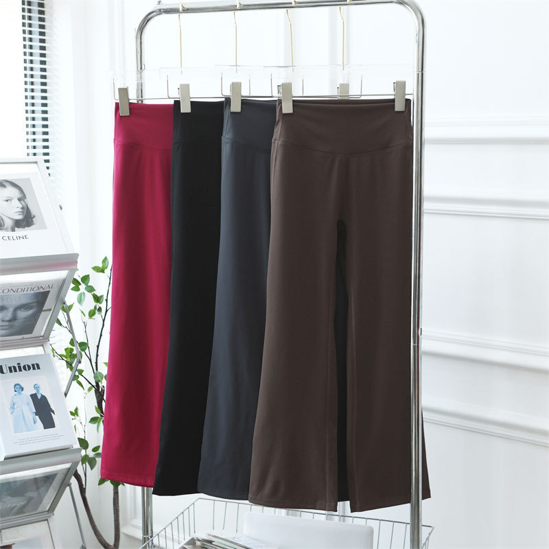 Eight-point Micro Yoga Pants Women's Outer Wearing Summer Smoke Tube Pants High Waist Fitness Sports Small Flared Pants Dance Pants