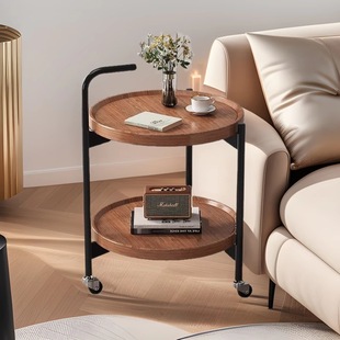 Daifa Mobile Small Tea Table Simple Mobile Round Edge Table Storage Rack Embedded Desktop Living Room Storage Rack Bedroom Corner Table