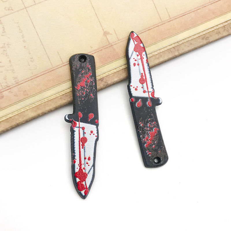 Mezclado 20 acrílico Halloween espada cuchillo de cocina creativa DIY pulsera collar accesorios joyería pequeño colgante image 18