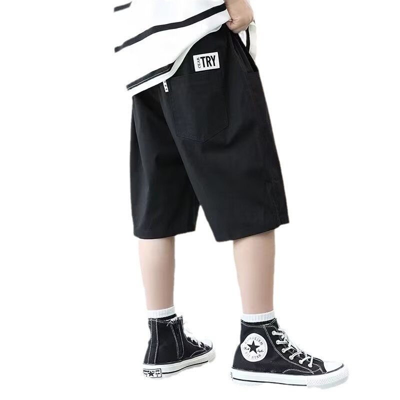 아동복 반바지 어린이 작업복 바지 5 점 바지 얇은 중형 및 대형 어린이 여름 캐주얼 바지 2024 새로운 유행