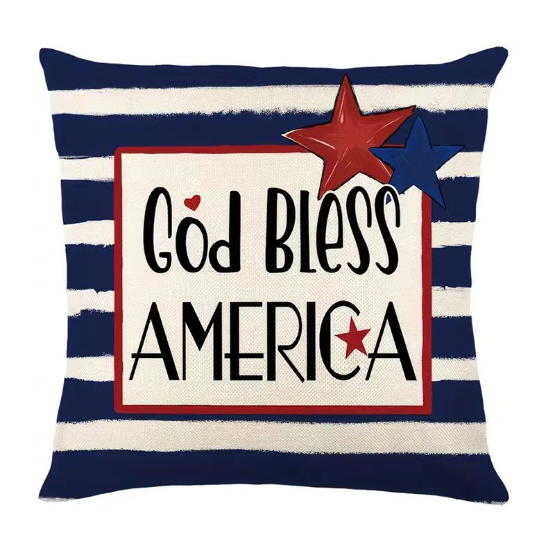 2024 nueva serie de funda de almohada del día de la independencia lino estilo americano funda de almohada cuadrada decoración de atmósfera de vacaciones image 17