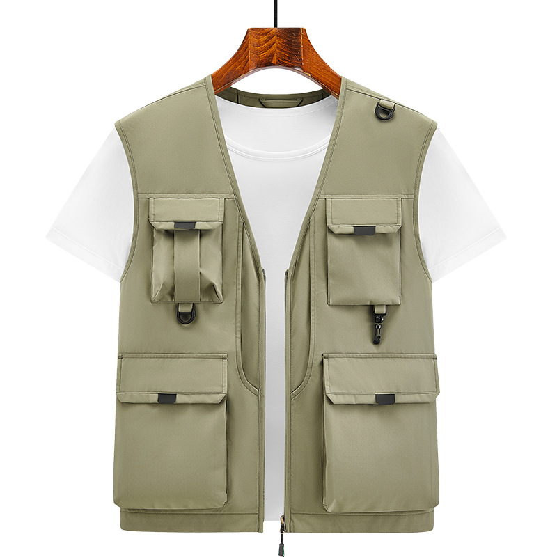 Nuevo cross-border primavera y otoño fotografía chaleco de pesca cardigan chaleco de hombre casual chaleco de bolsillo suelto chaqueta superior