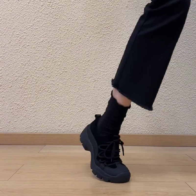 7cm Hidden Height Increase Retro Fashion Sports Casual Lace-Up German Training Shoes for Women, Black Thick-Soled Deep-Cut Single Shoes 7cm Hidden Height Increase Retro Fashion Sports Casual Lace-Up German Training Shoes for Women, Black Thick-Soled Deep-Cut Single Shoes
