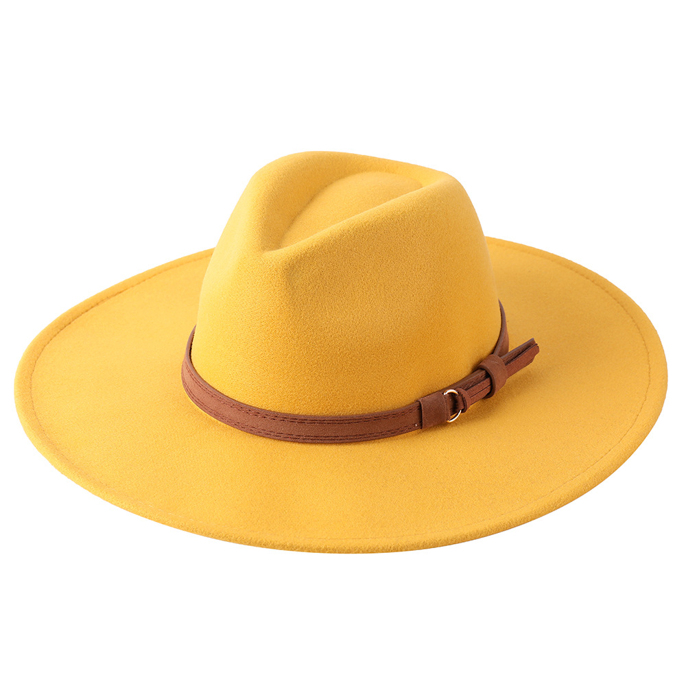 Sombrero de fieltro de ala ancha europeo-americano, sombrero de copa de lana con ala de 9 cm, sombrero de jazz unisex de otoño/invierno.