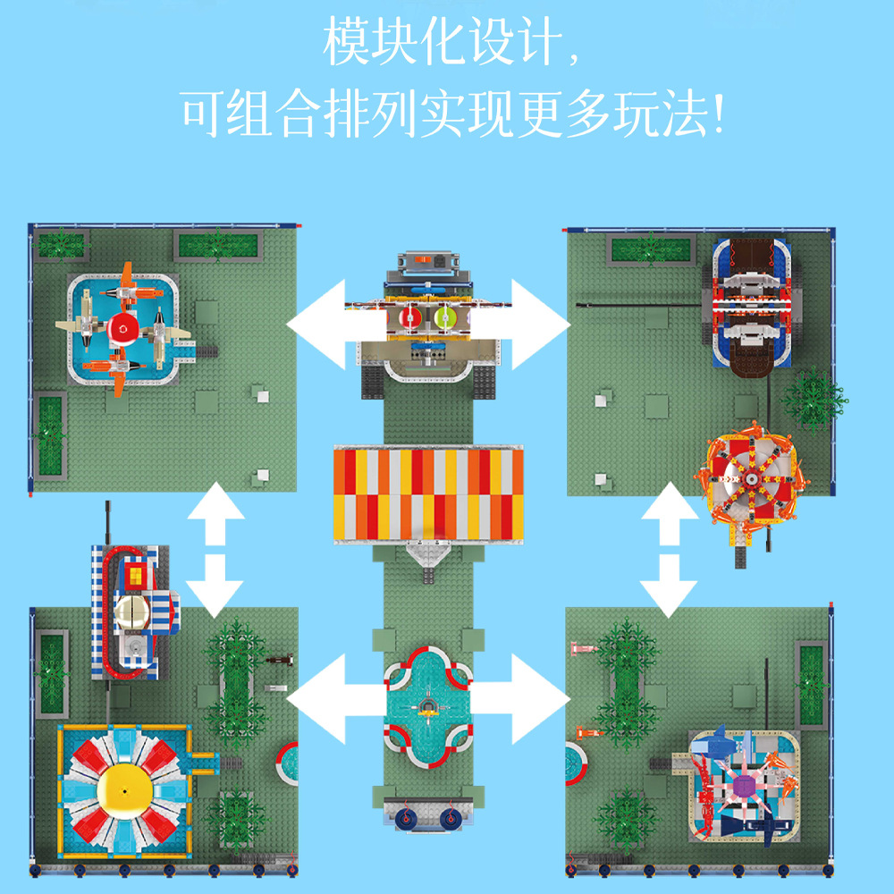 Yuxing parque de atracciones creativo 11022 rueda gigante para niños y niñas juguetes de bloque eléctrico regalo puzzle