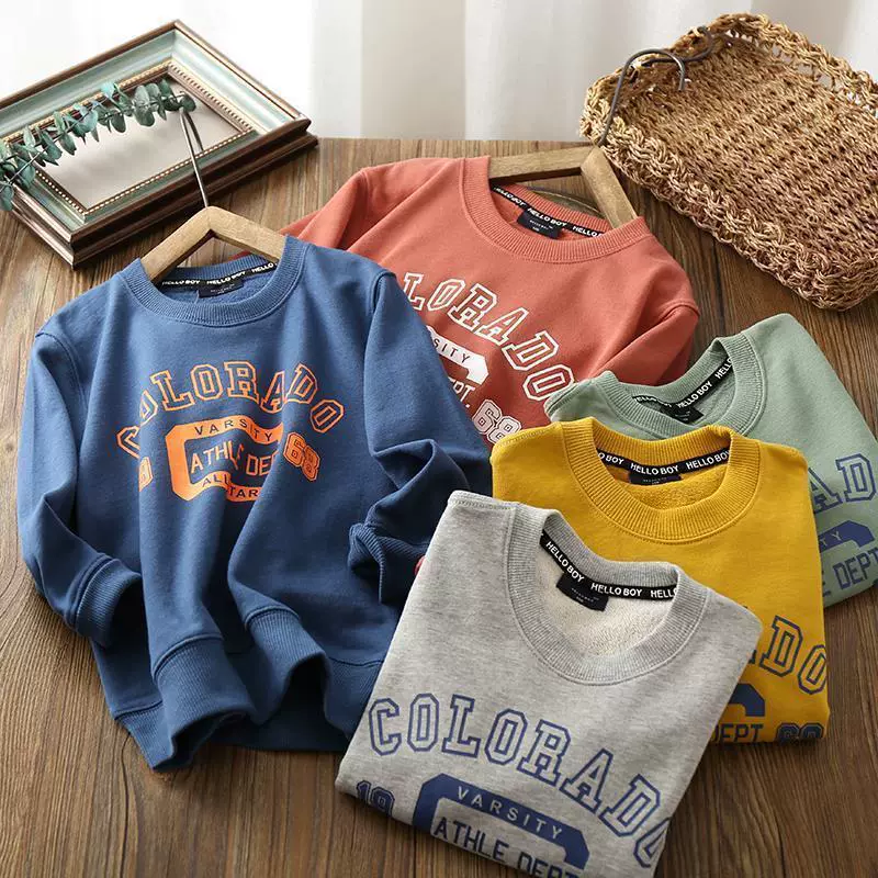 Новая толстовка 2025 года для мальчиков и девочек, весна-осень, с принтом, круглым вырезом, повседневная, с длинным рукавом, базовая футболка, модная