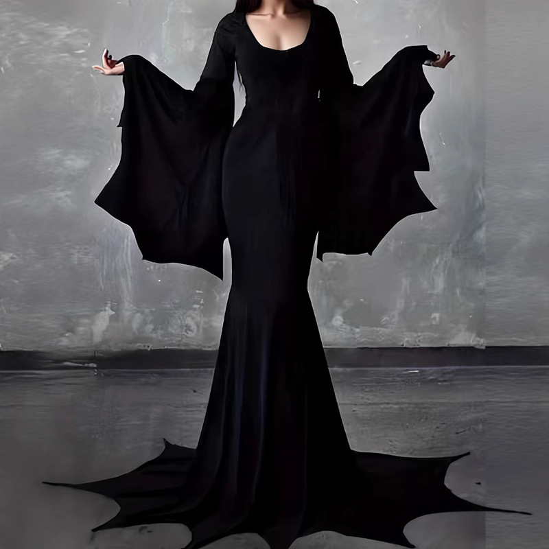Cross-Border European and American Autumn New Dress Halloween Party Role-Playing Witch Costume Gothic Maxi Skirt