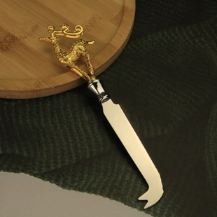 Cross-border Golden Elk Big Cheese Knife Christmas Cream Knife Cheese Cutting Tableware Western Food Christmas Deer Little Golden Deer