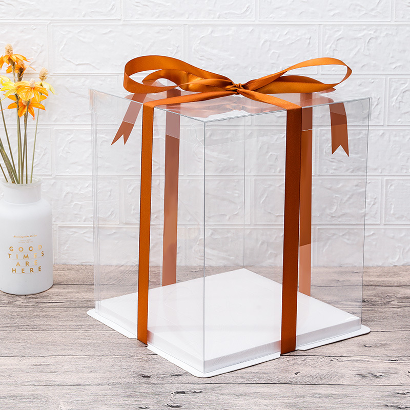 Caja de caja de pastel de cumpleaños totalmente transparente 4 4 6 6 6 pulgadas 8 caja de embalaje de pastel de altura de doble capa única 10 10 12