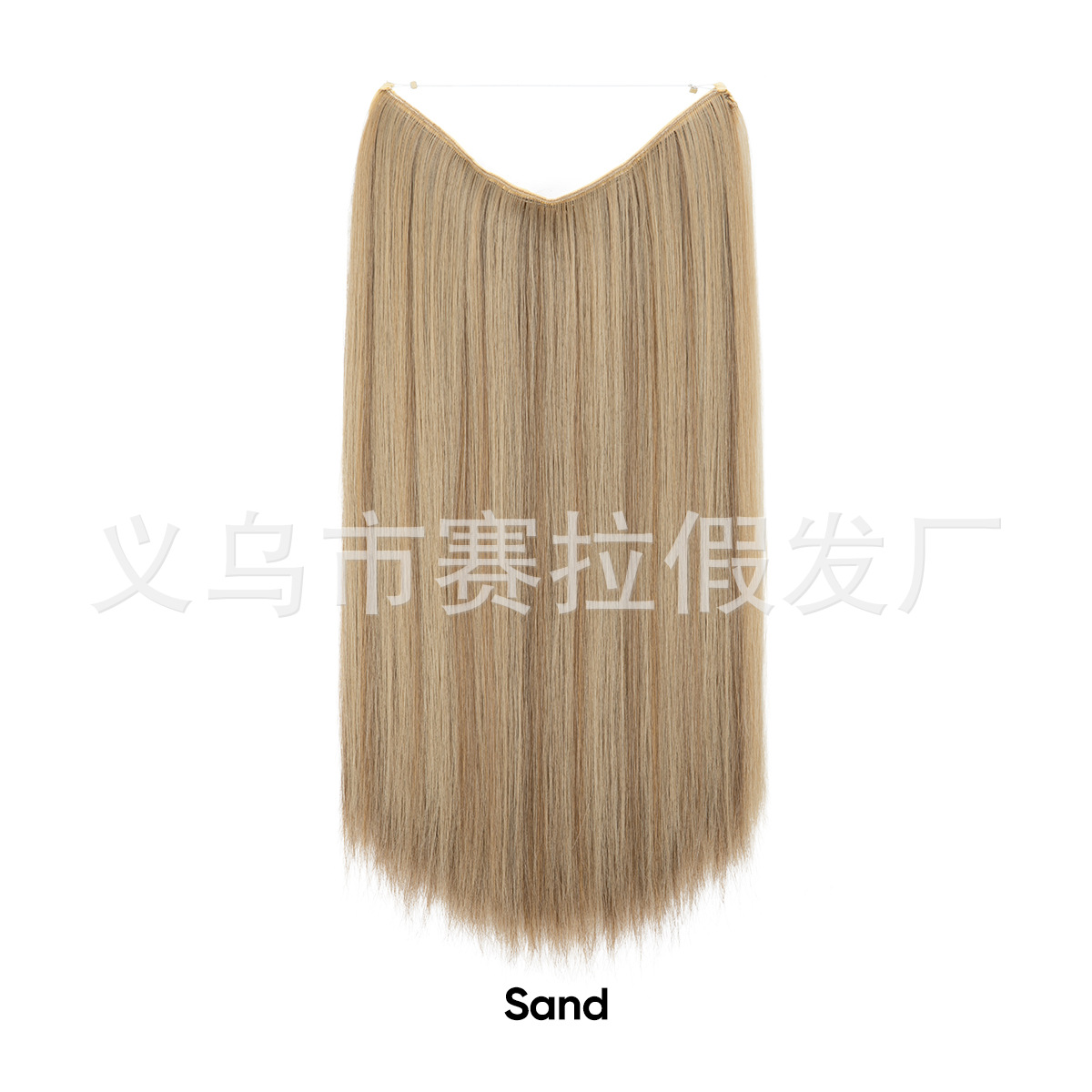 Extensión de Cabello Invisible Largo de Fibra de Alta Temperatura, Ajustable y Sin Costuras