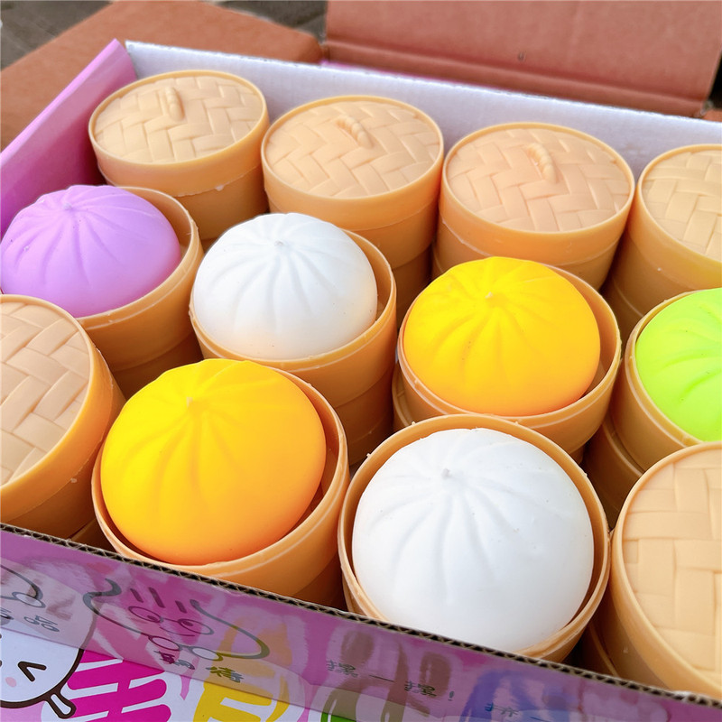 Simulation steamed stuffed bun kneading music decompression toy large steamer barbecued pork bag decompression vent toy multi-color milk flavor steamed stuffed bun