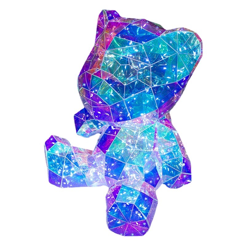 En línea celebridad colorido juguete luminoso oso DIY decoración hecho a mano colorido oso luminoso luz pequeña mercancía juguete al por mayor