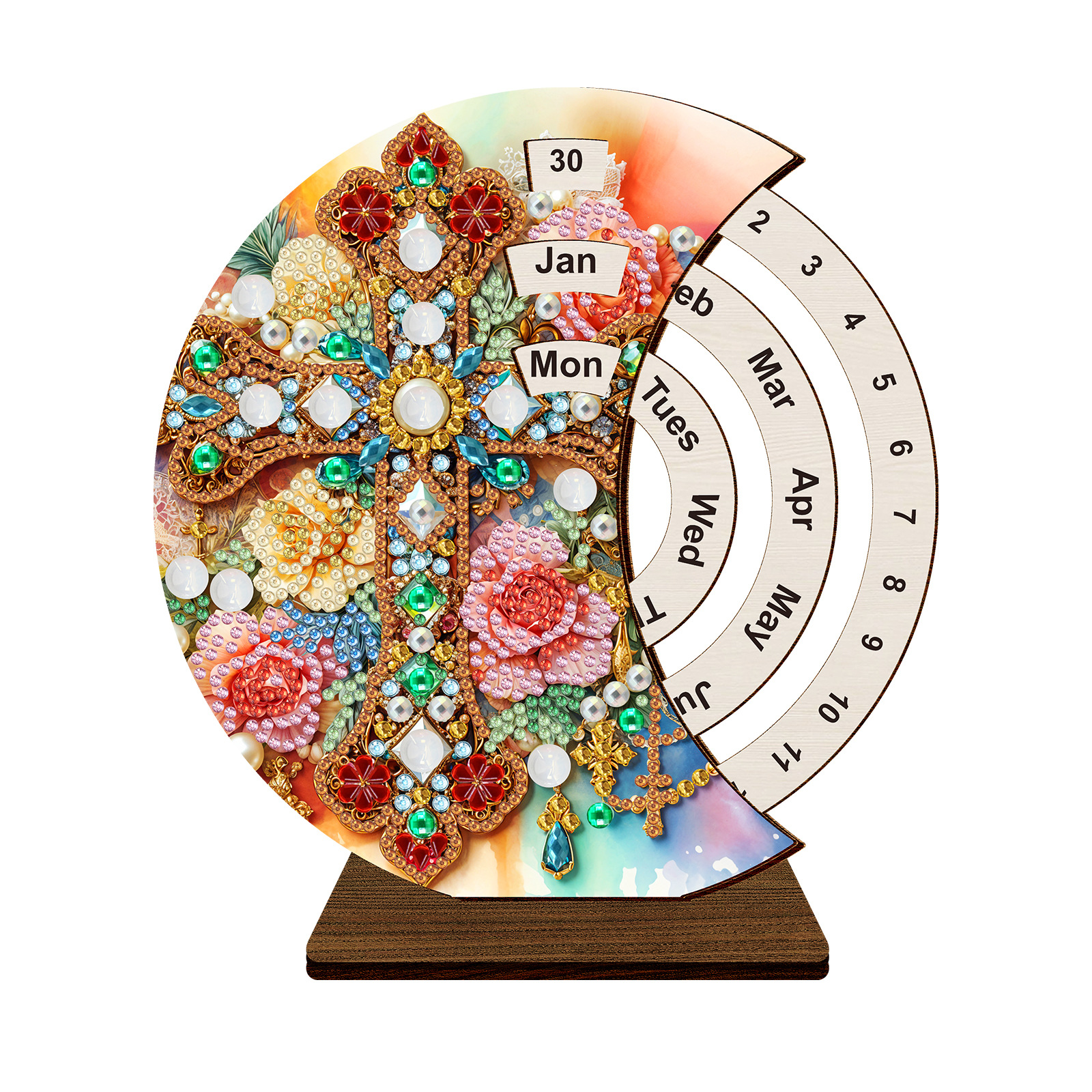 Diamante transfronterizo pintura de calendario de pintura de diamante circundante para ejecutar el vestíbulo sala de estar de oficina adornos de madera al por mayor