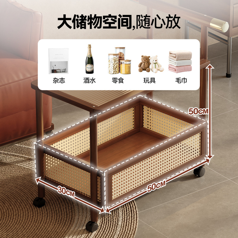 中古のワゴンの客間の物置棚は床に置いて移動して輪の間食の収納棚の簡易な竹の木の物置棚を持ちます。|undefined