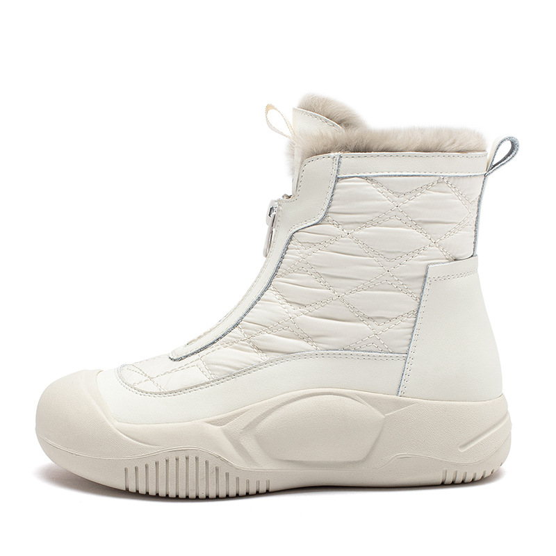 Botas de nieve para mujeres 2025 nuevas botas de invierno de terciopelo gruesas Martin al aire libre zapatos de algodón blanco grueso