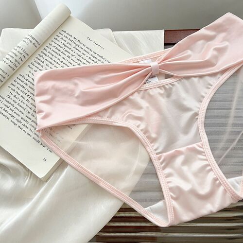 Misty Moon Thousands of Dollars~ Sexy French Satin Underwear Women's Medium Waist Pure Cotton Thin Waist Breathable Pure Desire Women's Triangular Panties