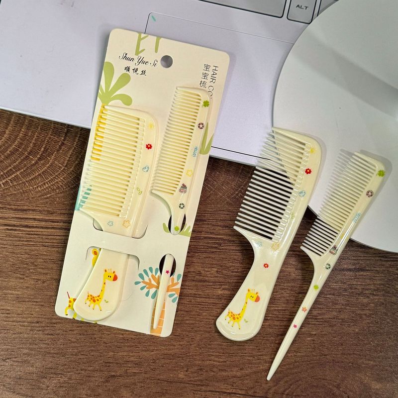 可爱卡通动物宝宝儿童梳女童学生便携美发梳细齿尖尾2把梳子套装|undefined