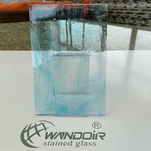 Manufacturer Supplies Transparent Blue Pattern Glass Church Decorative Art Glass [120Ls]