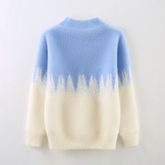 男童大童2022新款拼色打底衫兒童加絨加厚套頭保暖毛衣秋冬外套