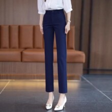 蓝色法棍裤女2026春夏季新款高腰显瘦直筒时尚烟管职业休闲西装裤