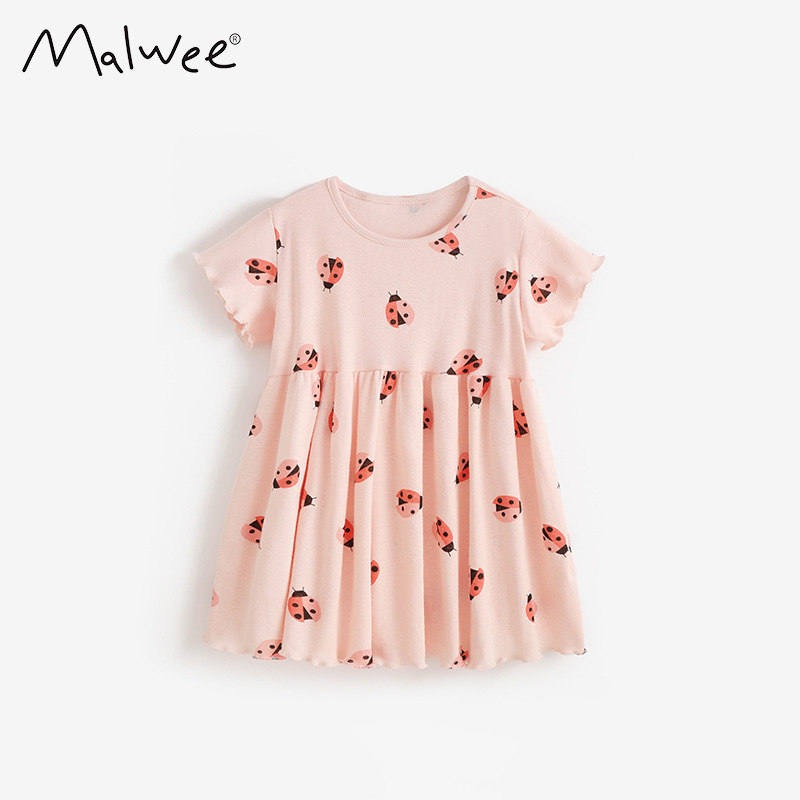 Malwee transfronterizo vestido de niña de verano nuevo cuello redondo de manga corta para niños europeos y estadounidenses lindas faldas de niña image 7