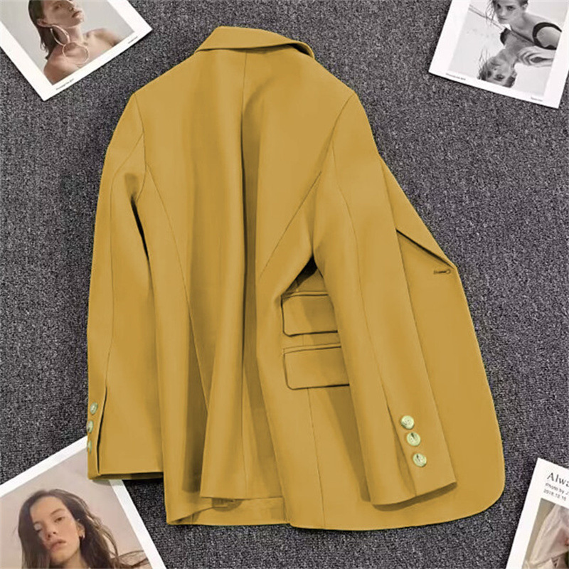 Lemon Yellow Spring and Autumn suit jacket for women 2023 new design Korean style elegant casual small suit jacket