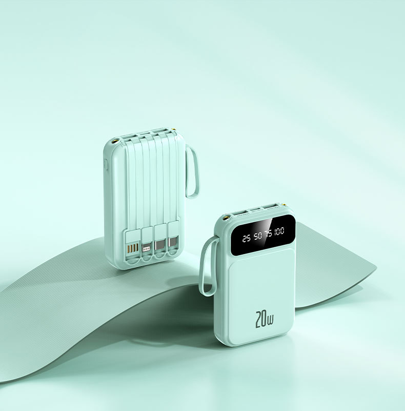 3C Sertifikası 20000mAh Yüksek Kapasiteli Dört Kablolu Hızlı Şarj Powerbank Uçağa Uygun Mobil Güç Kaynağı LOGO Hediye