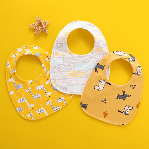 Baby bibs U-shaped saliva napkins children's eating bibs baby pure cotton waterproof milk spitting men's thickened and large rice pocket