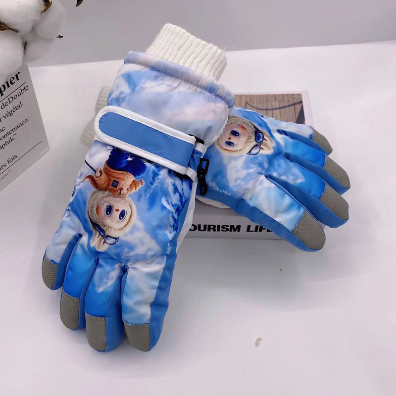 冬季儿童保暖手套卡通滑雪户外骑车手套防水防风防磨加绒加厚手套|undefined