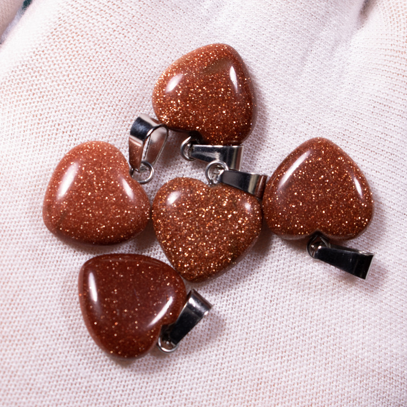 Transfronterizo Amazonas polvo de cristal caballo colgante 16mm pequeño corazón de melocotón regalo de día de San Valentín colgante de gemas naturales en forma de corazón