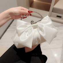 法式仙女褶皱百搭蝴蝶结夹子宴会包丝绸饺子云朵手拿斜挎包旗袍包