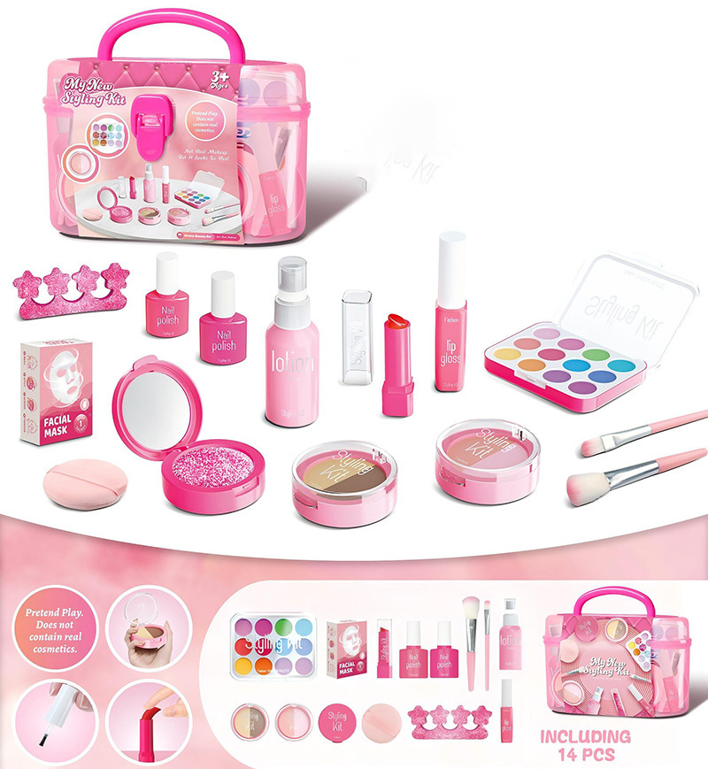 Navidad infantil imitación de sombras de ojos maquillaje juguetes de maquillaje para niñas en el hogar no borrable princesa maquillaje cubierta