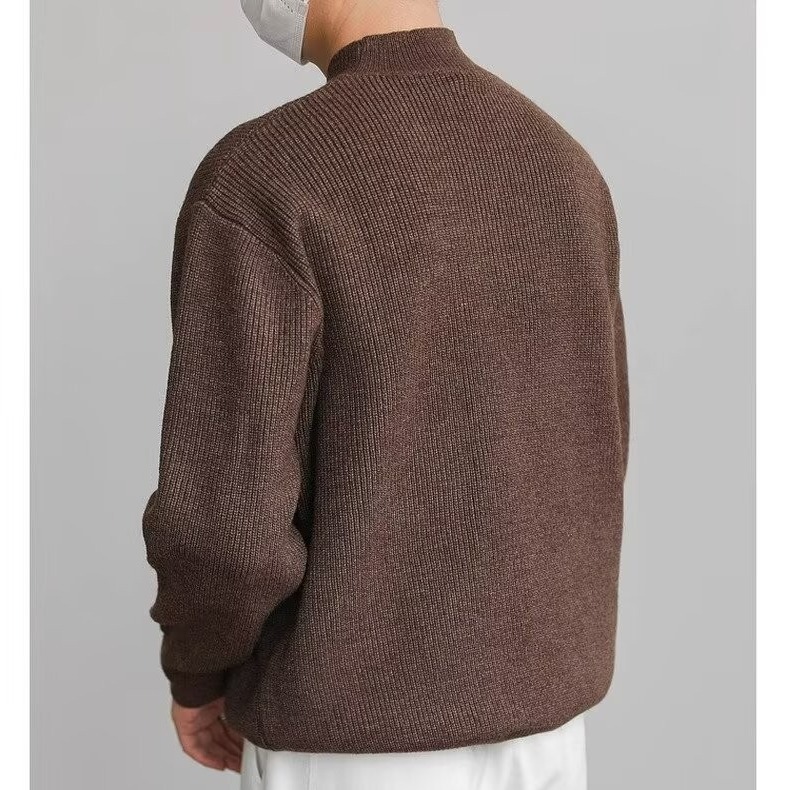 Retro fashionable knitted trend solid color sweater