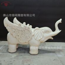 人造砂岩动物飞象招财转运摆件 别墅大门玻璃钢人造石大象雕塑
